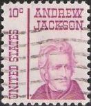 Red violet 10-cent U.S. postage stamp picturing Andrew Jackson