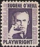 Purple $1 U.S. postage stamp picturing Eugene O'Neill