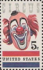 5-cent U.S. postage stamp picturing clown