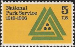5-cent U.S. postage stamp picturing National Park Service emblem
