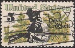 5-cent U.S. postage stamp picturing Davy Crockett