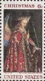 6-cent U.S. postage stamp picturing Van Eyck's Madonna and child painting