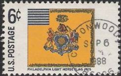 6-cent U.S. postage stamp picturing Philadelphia Light Horse flag