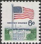 6-cent U.S. postage stamp picturing American flag and White House
