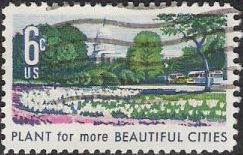 6-cent U.S. postage stamp picturing flowers and U.S. Capitol