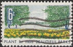 6-cent U.S. postage stamp picturing flowers and Washington Monument