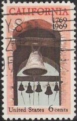 6-cent U.S. postage stamp picturing church bells