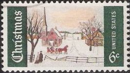 6-cent U.S. postage stamp picturing winter scene