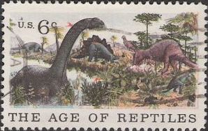 6-cent U.S. postage stamp picturing dinosaurs