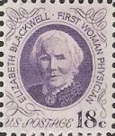 Purple 18-cent U.S. postage stamp picturing Elizabeth Blackwell