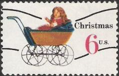 6-cent U.S. postage stamp picturing doll in carriage