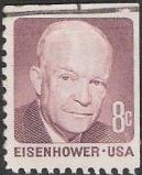 Claret 8-cent U.S. postage stamp picturing Dwight Eisenhower