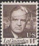 Brown 14-cent U.S. postage stamp picturing Fiorello LaGuardia