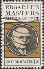 Black and tan 6-cent U.S. postage stamp picturing Edgar Lee Masters
