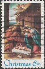 6-cent U.S. postage stamp picturing Lotto's 'Nativity' painting