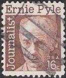 Brown 16-cent U.S. postage stamp picturing Ernie Pyle