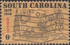 6-cent U.S. postage stamp picturing South Carolina landmarks