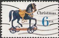 6-cent U.S. postage stamp picturing toy horse on wheels