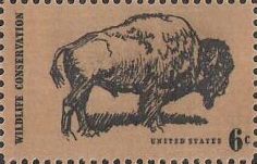 Black and brown 6-cent U.S. postage stamp picturing bison