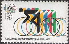 6-cent U.S. postage stamp picturing cyclists