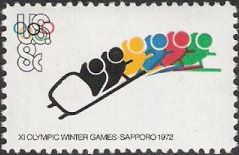 8-cent U.S. postage stamp picturing bobsled