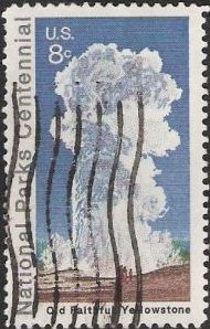 8-cent U.S. postage stamp picturing Old Faithful
