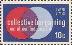 10-cent U.S. postage stamp picturing intersecting circles