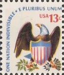 13-cent U.S. postage stamp picturing eagle and shield