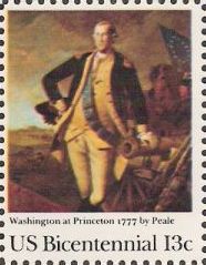 13-cent U.S. postage stamp picturing Peale's Washington at Princeton painting