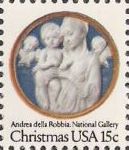 15-cent U.S. postage stamp picturing Robbia's Madonna and child painting
