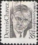 Black 35-cent U.S. postage stamp picturing Dennis Chavez