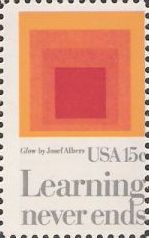 15-cent U.S. postage stamp picturing Josef Albers' Glow