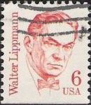 Red 6-cent U.S. postage stamp picturing Walter Lippmann