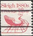 Red 5.2-cent U.S. postage stamp picturing sleigh