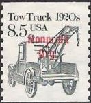 Gray green 8.5-cent U.S. postage stamp picturing tow truck