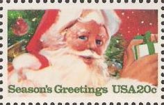 20-cent U.S. postage stamp picturing Santa Claus