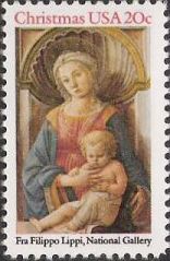 20-cent U.S. postage stamp picturing Fra Filippo Lippi's Madonna and child painting