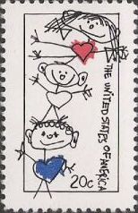 20-cent U.S. postage stamp picturing stick figures