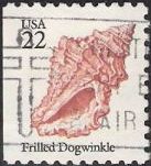 Pink 22-cent U.S. postage stamp picturing frilled dogwinkle