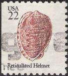 Pink 22-cent U.S. postage stamp picturing reticulated helmet