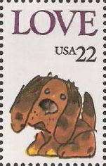 22-cent U.S. postage stamp picturing dog
