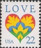 22-cent U.S. postage stamp picturing multicolored heart