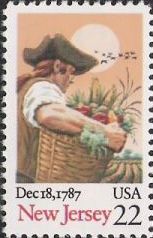 22-cent U.S. postage stamp picturing man carrying a basket of vegetables