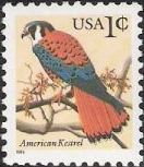 1-cent U.S. postage stamp picturing American kestrel