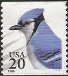 20-cent U.S. postage stamp picturing blue jay