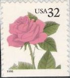 32-cent U.S. postage stamp picturing pink rose