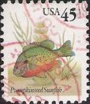 45-cent U.S. postage stamp picturing pumpkinseed sunfish