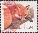 $1 U.S. postage stamp picturing red fox