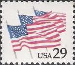 29-cent U.S. postage stamp picturing three American flags
