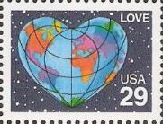 29-cent U.S. postage stamp picturing heart-shaped Earth